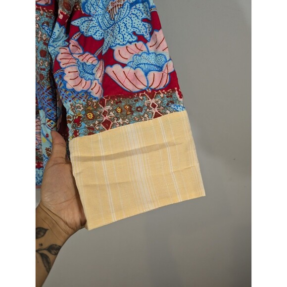 Koos of Course Jacket Women 1X Vintage Red Floral Pattern Linen Blend Reversible - Picture 4 of 10